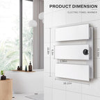 K&KALONZO Electric Towel Warmer, 18.35" W x 22.8" H Wall-Mounted Towel Heater with Built-in Timer, Waterproof Aluminum Towel Warmer for Bathroom, Support Plug-in and Hardwired, White, K3-R-W