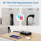 NTONPOWER 6 Widely Spaced Outlet(2 Side) Power Strip with 4 USB Ports, Extension Cord 15 Ft