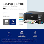 Epson EcoTank ET-2400 Wireless Color All-in-One Cartridge-Free Supertank Printer with Scan and Copy – Easy, Everyday Home Printing, Black