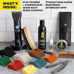 Beard Club Mens Grooming Kit & Beard Trimmer for Men - Professional Cordless Electric Hair & Moustache Trimmer, Straight Razor, Shampoo, Balm, Brush & Comb - Grooming Kit Gift Set