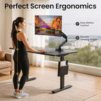 EVEO Premium Single Monitor Arm 14"–34", Adjustable Gas Spring Monitor Mount, Single Arm Desk Mount for 34 Inch Computer Screens, VESA Compatible Stand with Clamp and Grommet Base – Black