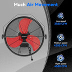 Fanqiebros 4580 CFM 18 inch High Velocity Wall Mounted Fan, 3-Speed Metal Fan with Sealed Motor, 360 Degree Tliting Heavy Duty Wall Fan for Patio, Barn, Garage, and Gazebo - UL listed
