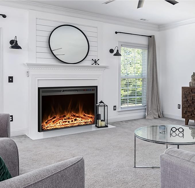Electric Fireplace, 43" Electric Fireplace Inserts, Recessed Fireplace Heater with Remote Control, Adjustable Flame Colors, Timer&Overheating Protection, 750/1500W