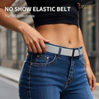 JASGOOD Women No Show Stretch Belt Elastic Web Strap Belt with Flat Buckle for Jeans Pants Dresses