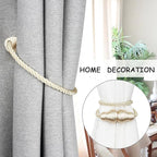 Nieffeiy Magnetic Curtain Tiebacks Outdoor Curtain Tie Backs Rope Decorative Magnetic Curtain Holders for Drapes Window Treatment Holdbacks, Oatmeal 4Pack