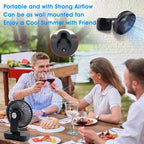 Digibond Oscillating Fan 5.1in Small Wall Mounted Oscillating Desk Fan Auto 90° Rotated Quiet 4 Speeds 4500mAh Rechargeable Battery Powered Cordless USB Fan for Indoor/Outdoor/Bedroom(Black)
