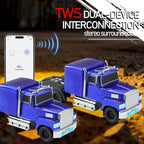 WSTER American Truck Bluetooth Speaker with HD Sound, TWS Pairing, LED Party Light, Operation Panel, Built-in Mic, Portable Car Model Speaker for Parties, Beach, Outdoor Activities (Blue)