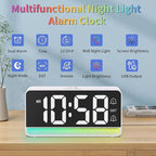 Alarm Clocks for Bedrooms, Digital Bedside Clock with RGB Night Light, Adjustable Volume for Heavy Sleepers, USB Charger, Large Display, Modern Decor for Desk, Dimmable Alarm Clock for Kids(White)