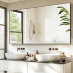 Bathroom Vanity Mirror for Wall, 60" x 36" Metal Framed Rectangular Bathroom Wall Mirror for Over Sink, HD Shatterproof Glass, Hangs Horizontally or Vertically(Black)