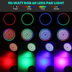 Sklydron RGB Stage Par Can Light with Light Strip-90W LED Stage Lighting with Remote,DMX512 Sound Activated & Auto Strobe Jump Modes Uplights for Bands Events Church Wedding DJ Party & Stage Show