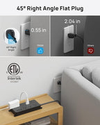 TROND Power Strip Surge Protector 10ft, ETL Listed, Flat Plug Extension Cord with 2 USB-A & 2 USB-C, Wall Mountable, 7 Widely-Spaced Outlets, 1700J, for Home Office Garage, Black