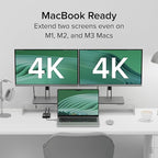 Plugable USB C to HDMI Adapter, Dual Monitor 4K 60Hz for Apple Mac M1/M2/M3, DisplayLink Multiple Displays for Thunderbolt MacBook or iMac, Driver Required (USBC-6950M)