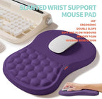 KUOSGM 2-in-1 Ergonomic Set, Wave Rise Keyboard Wrist Rest and Massage Bulge Slope Mouse Pad Wrist Support, Cushion Memory Foam Integrated to Relieve Wrist Pain, Dark Purple