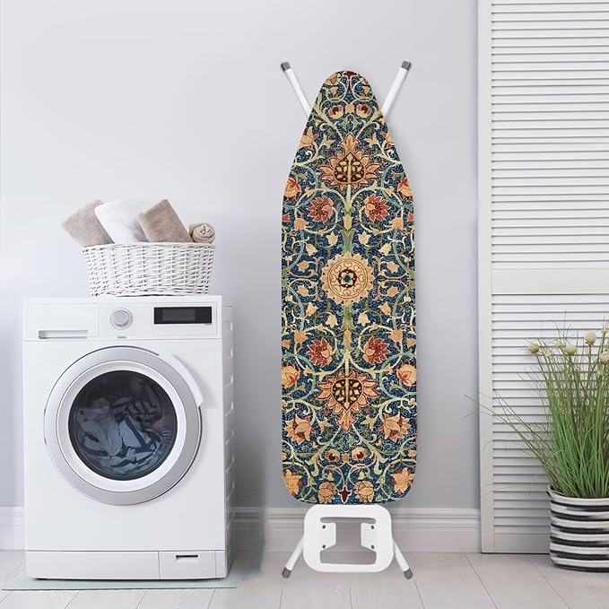 ZCFYGDX Vintage Flower Print 17 x 49 Ironing Board Covers Nylon Buckle Straps Fasteners & Elastic Edge Stain Resistant Breathable,Suitable for Multi-Size Iron Board Relaxing Ironing Experience