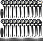 Motrackcao 20 Pack 12W Dimmable LED Landscape Lights, IP67 Waterproof Landscape Lighting with Remote 2700K-6500K Color Adjustable, 12V-24V Low Voltage Outdoor Spotlights for Garden Pathway Yard Patio