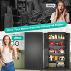 SISESOL Wide & Deep Metal Storage Cabinet with Lock & 5 Shelves,72" Black Garage Storage Cabinet with Locking Doors,Lockable Cabinets for Home,Office,Garage,Shop,Basement 72x36x18