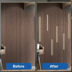 NeatiEase LED Recessed Lighting Kit for Wood Slat Wall Panel, 6 Pcs Self-Adhesive 3000K Warm LED Light with Smart Switch and Adjustable Brightness for Cabinet, Kitchen (2 * 36"+2 * 24"+2 * 16")