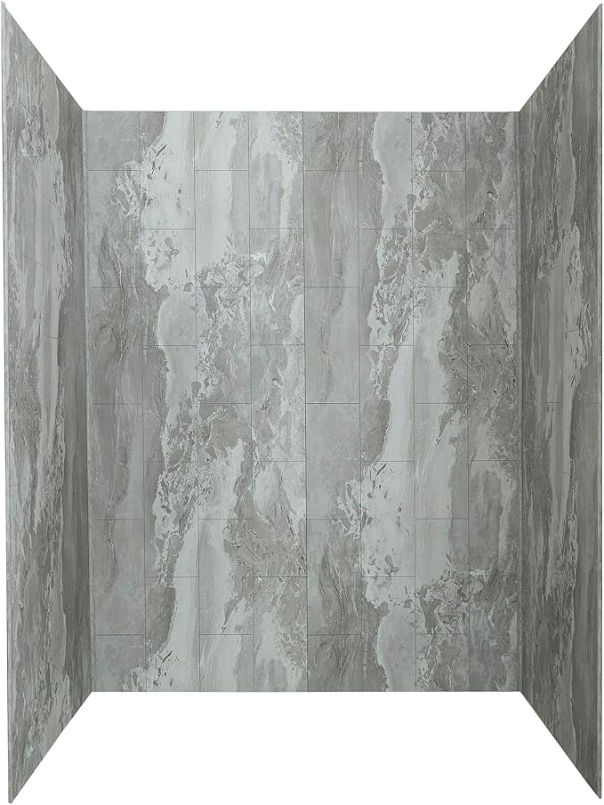 Palisade 78in x 60in x 30in Waterproof Vinyl Shower Surround Kit with Accessories in Urban Slope
