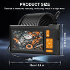 Dual Lens Endoscope Camera with Light, 4.3" Borescope with Photo/Video Function & Free(Built in 32GB Card), 16.4FT Semi-Rigid Snake Cable with IP67 Waterproof for Pipe, Engine & HVAC Inspection