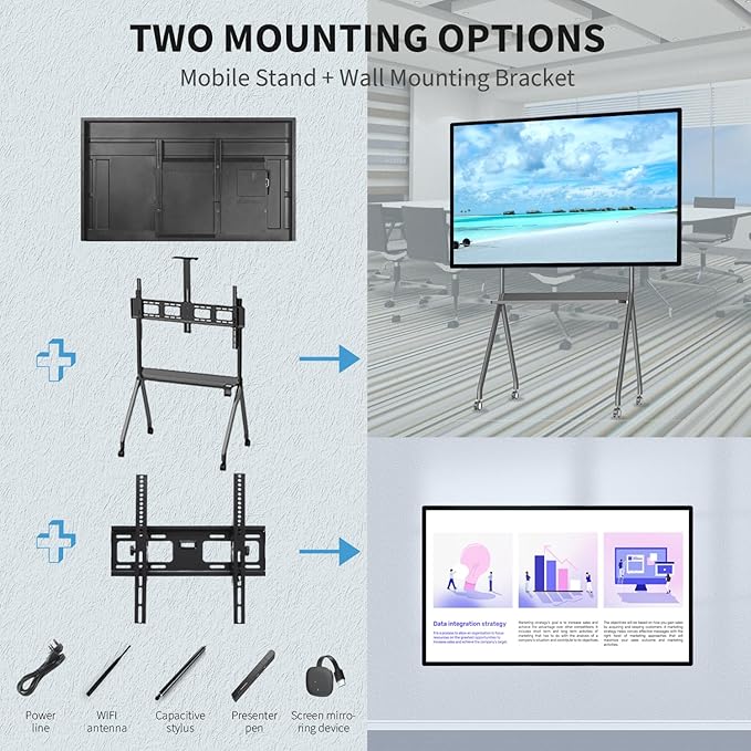 TouchWo 55" Touchscreen Monitor Smart Board, 4K Interactive Presentation Electronic Whiteboard with Android 13, Digital Signage Display for Office, Classroom,RAM 4GB+ ROM 32GB