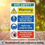 Brimar - 12" x 18" - Construction Site Safety Sign - .063″ White Rust-Free Aluminum - Bold Text - Easy Installation