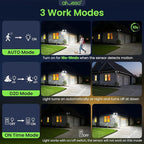 ALUSSO Motion Sensor Outdoor Lights, 30W 3500LM Flood Lights Outdoor, 3 Modes (Dusk to Dawn/Auto/On Time), 3CCT 3000K/4000K/6500K Waterproof Hardwired Security Light ETL Listed for Porch Garage, 1PC
