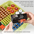 Aptbyte Battery Organizer Storage Holder Box Case with Tester- 269 Batteries Double-Sided Variety Pack, Holds AA AAA 4A C D Cell 9V 3V Lithium LR44 CR2 CR123 CR1632 18650 Button- Green (Box Only)