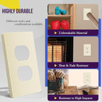 ENERLITES Duplex Outlet Receptacle Cover, Screwless Wall Plate, Standard Size, 1-Gang 4.68" x 2.93", Unbreakable Polycarbonate Thermoplastic, UL Listed, SI8821-LA-10PCS, Light Almond, 10 pack