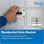 ICC CAT6 Ethernet Data Module, 8 Ports, UL Listed & PoE++ Rated, High-Performance Network Interface, Quick Push-Pin Mount, Fits 9" 14", and 28" Structured Wiring Enclosures, Premier Series