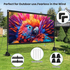 120inch Outdoor Projector Screen with Stand: 16:9 4K HD Portable Projector Screen Outdoor Indoor - Front/Rear Movie Screen with Carry Bag, Sandbag - Projection Screen for Backyard, Camping, Theater