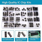 IC Chips kit Minidodoca 173 pcs 20 Values Chip Assortment Set+12 pcs Sockets;Integrated Circuits op amp kit 555 Timer IC Included NE555,LM358, LM324, LM393, LM339, NE5532, LM386,UA741,IC Plier etc