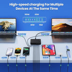 USB C Charger 415W USB C Charger Block, 8-Ports GaN IV Fast Charging Station Hub, Dual PD 100W Laptop Charger Adapter,for MacBook Pro/Air/iPad/iPhone16/15/14/Apple Watch/DELL/Samsung for Home Office