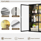Bathroom Wall Cabinet Over Toilet, Metal Laundry Room Cabinets Wall Mounted, Metal Medicine Cabinets with Glass Doors, Hanging Wall Cabinets for Living Room, Black