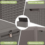 Outdoor Storage Box, 60 Gallon Outside Deck Box Waterproof, Resin Outdoor Storage Cabinet With Lockable Lid, Storage Bench for Garden Tools, Patio Cushions, Pool Tools, Package Delivery, Gray