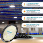 ACOHOOK 420W LED High Bay Light 5000K Daylight UFO Commercial Bay Light AC100-277V, 63000LM (1680W MH/HPS) High Bay LED Shop Lights with Plug and US Hook-4Pack