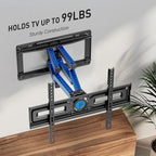 Pipishell TV Wall Mount, Full Motion Wall Mount with Dual Arms, Swivel, Extension for 26-65 inch Flat or Curved TVs up to 99 lbs, Max VESA 400x400mm, 3 Bracket Heights, Fits 12″/16″ Wood Studs, PIMF4
