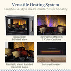 Country Living Infrared Freestanding Electric Fireplace Stove Heater in Black | Multiple Flame Colors, Metal Design with Faux Wooden Logs | Alexa/WiFi Enabled - Remote Included