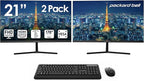 Packard Bell airFrame 21" FHD Monitors + Wireless Keyboard & Mouse, VESA Mount Compatible, HDMI/VGA, Tilt, Slim Bezel, for Home, Office, Light Gaming – 2 Pack