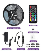 32.8ft LED Strip Lights, HitLights RGB 5050 Color Changing LED Light Kit Ultra Brighter 300LEDs Flexible Light Strips with RF Remote and UL Power Supply for Home Room Party TV Bedroom