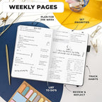 Clever Fox Planner Premium Edition – Undated Luxurious Weekly & Monthly Planner to Increase Productivity and Hit Your Goals – Organizer – Start Anytime, A5, Lasts 1 Year, Silver Black (Weekly)