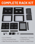 ECHOGEAR 9U Network Rack - Enclosed Wall Mount Rack Kit Includes 2X 1U Shelves, Pre-Mounted Fan, Lockable Door & Hardware - 600mm Depth Fits All Your AV Gear