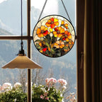 CRISGIF Stained Glass Window Hanging - Orange Marigolds Flowers Suncatcher for Door Garden Yard Sun Catchers Decor Christmas Mother's Day Birthday Gifts for Women Mom Nana Girlfriend Men 9.8 in