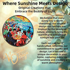 Stained Glass Window Hanging, Stunning 8''/20CM Suncatchers for Windows with Fade Resistant Hand-Painted Decorative Hanging Ornaments Captures Sunlight to Create a Vibrant Atmosphere (Beach Cafe)