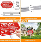 No Trespassing Signs Private Property, Video Surveillance Sign, No Trespassing Video Surveillance Signs, Aluminum Camera Signage for Property with Long Stake Easy to Install for Outdoor (2 Pack)