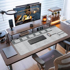 Baziabbo Office Desk Mat, Excel Cheat Sheet Keyboard Mat, Excel Shortcut Desk Pads,Non-Slip Excel Mousepad with Stitched Edges for Computer (Sheet Grey)