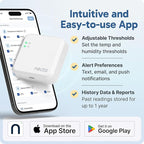 Necto Cellular Temperature Monitor- RV Pet Safety Temp Monitoring System. Remote Power Outage & Humidity Sensor with App Alerts for Car, Camper, Home & Server Room. (2 Year Subscription Included)