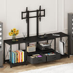 GYIIYUO LED TV Stand with Mount and Power Outlet & Fabric Drawers for 32-85 Inches TV - Entertainment Center and Industrial TV Console Table for Living Room, Bedroom- 47" Black