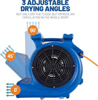 BlueDri Super Monsoon 1 HP, 4050 CFM Air Mover Blower Fan for Water Damage Restoration Carpet Dryer Floor Home and Plumbing Use, Blue, BD-SMNSN