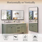 Black Bathroom Mirror for Wall, 24x60 Inch Rectangle Mirror with Metal Frame, Modern Vanity Mirrors for Bathroom Living Room, Entryway Hangs Horizontal or Vertical