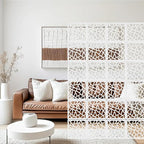24 Pcs PVC Hanging Room Divider,Flower Carving Pattern Panels,Decorative Wall Screen Panel, Room Divider Partitions Panel Screen for Decorating Bedroom Dining Kitchen Office Studio 29 * 29cm